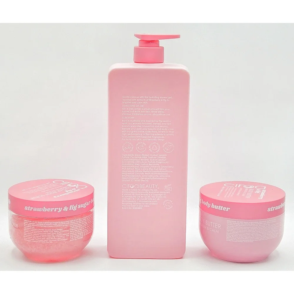 Ciroa Strawberry & Fig Body Care Set 3pc Womens Pink Brighten & Calm New